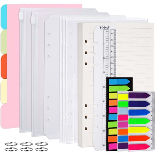 Vicloon 115-teiliges A5-Loseblatt-Papier-Set, 6 Löcher, blanko, liniertes Nachfüllpapier, A5-liniertes Nachfüllpapier für nachfüllbares A5-Bullet-Notizbuch, Tagebuch, Notizbuch, Tagebuch Vicloon 115-teiliges A5-Loseblatt-Papier-Set, 6 Löcher, blanko, liniertes Nachfüllpapier, A5-liniertes Nachfüllpapier für nachfüllbares A5-Bullet-Notizbuch, Tagebuch, Notizbuch, Tagebuch von Vicloon
