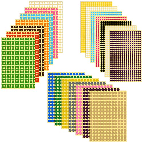 Vicloon Runde Punktaufkleber, 6076 Stück Klebepunkte 6mm/8mm/10mm Runde Aufkleber, 16 Farben Markierungspunkte, Punkte Aufkleber Selbstklebende Dot Aufkleber Farbkodierung für Büro Schule Kalender von Vicloon
