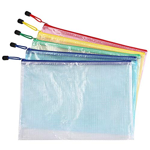 Vicloon Zip File Bag, A4 Größe Portable Mesh Dokument Tasche Farbig mit Reißverschluss für Kosmetik Büros Supplies Reise-Accessoires, 5 Farben (5pcs) Vicloon Zip File Bag, A4 Größe Portable Mesh Dokument Tasche Farbig mit Reißverschluss für Kosmetik Büros Supplies Reise-Accessoires, 5 Farben (5pcs) von Vicloon