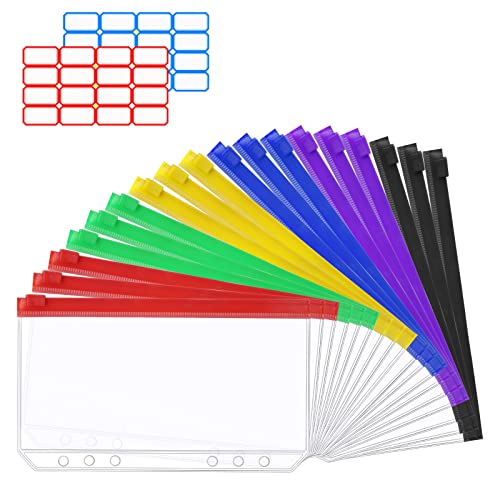 Vicloon A6 Binder Taschen, 18 Stück 6 Löcher Binder Taschen,mit 2 Aufkleber Beschriften, Wasserdicht Budget Binder, Reißverschluss Loseblatt Ordner, für Notizbücher Dokumente Ringordner (6 Farben) Vicloon A6 Binder Taschen, 18 Stück 6 Löcher Binder Taschen,mit 2 Aufkleber Beschriften, Wasserdicht Budget Binder, Reißverschluss Loseblatt Ordner, für Notizbücher Dokumente Ringordner (6 Farben) von Vicloon