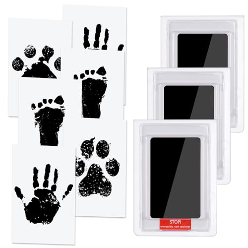 Vicloon Baby Abdruck Set, Baby Handabdruck und Fußabdruck mit 3 x Clean Touch Stempelkissen und 6 x Druckkarten, Babyhaut Kommt Nicht Farbe in Berührung, Baby Handprint für Familie Geschenk - Schwarz Vicloon Baby Abdruck Set, Baby Handabdruck und Fußabdruck mit 3 x Clean Touch Stempelkissen und 6 x Druckkarten, Babyhaut Kommt Nicht Farbe in Berührung, Baby Handprint für Familie Geschenk - Schwarz von Vicloon