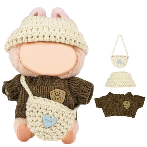 Vicloon Bekleidung für 17cm Labubu Plüsch, Kleidung für Labubu Puppe, Passende Kleidung für Die bu-bu-Plüsch Toy, Kuscheltier Outfit für La-bu Puppe, Ideales DIY Kinder Geschenke, Brauner Pullover Vicloon Bekleidung für 17cm Labubu Plüsch, Kleidung für Labubu Puppe, Passende Kleidung für Die bu-bu-Plüsch Toy, Kuscheltier Outfit für La-bu Puppe, Ideales DIY Kinder Geschenke, Brauner Pullover von Vicloon