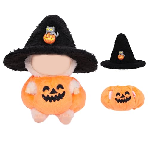 Vicloon Bekleidung für 17cm Plüsch, Puppenkleidungs Set für Puppe, Kuscheltier Kleidung Outfit, Puppenzubehör, Niedlich Outfit Accessoires für Puppen, Ideales DIY Kinder Geschenke-Kürbiskostüm von Vicloon