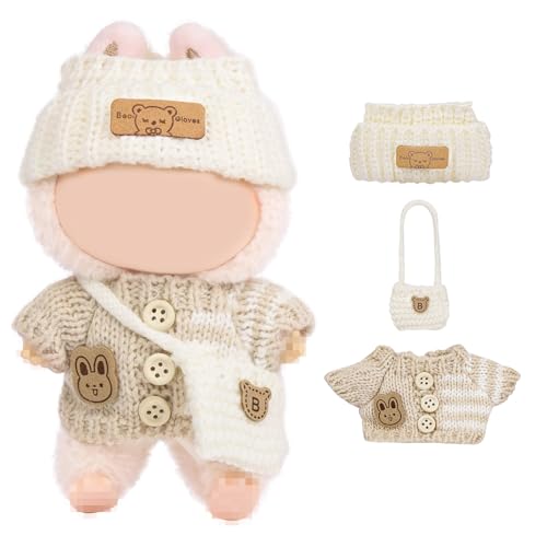 Vicloon Bekleidung für 17cm Plüsch, Puppenkleidungs Set für Puppe, Kuscheltier Kleidung Outfit, Puppenzubehör, Niedlich Outfit Accessoires für Puppen,Ideales DIY Kinder Geschenke-Brauner Hasenpullover von Vicloon