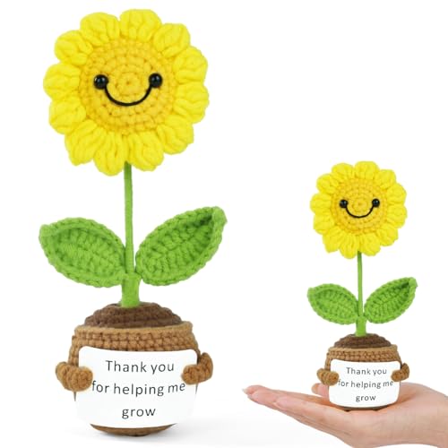 Vicloon Dankeschön Geschenke Gestrickte Sonnenblume, Pocket Hug Kleine Geschenke, Positive Kleines Dankeschön Geschenk für Freunde Kollegen und Famili von Vicloon