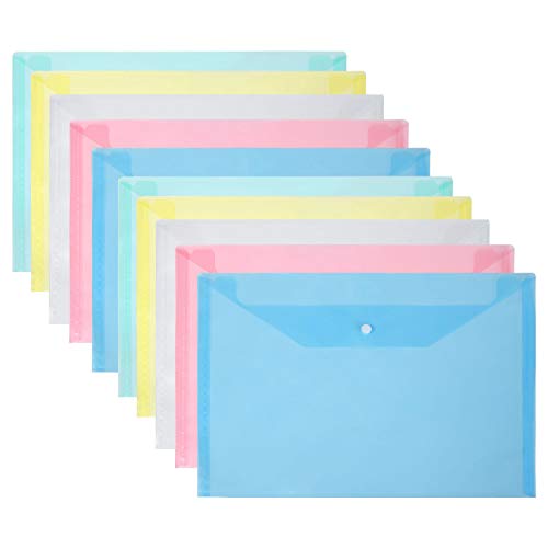 Vicloon Dokumententasche A4, 10 Stücke A4 Datei Taschen mit Druckknopf, Sichttasche Durchsichti Kunststoff, für Lernmaterialien, Bürodokument, Kosmetika, Schreibwaren und Reisezubehör Vicloon Dokumententasche A4, 10 Stücke A4 Datei Taschen mit Druckknopf, Sichttasche Durchsichti Kunststoff, für Lernmaterialien, Bürodokument, Kosmetika, Schreibwaren und Reisezubehör von Vicloon
