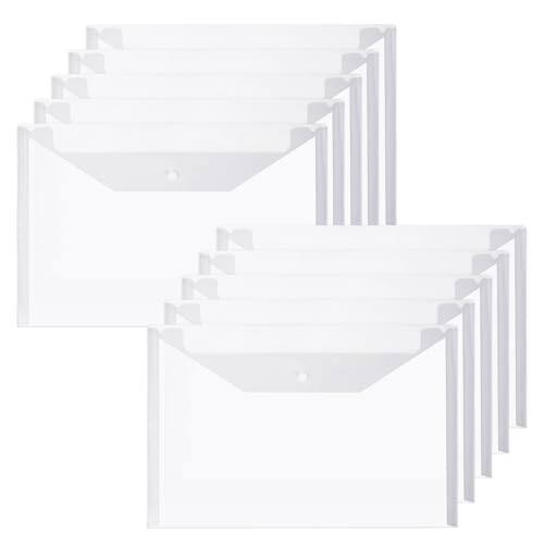 Vicloon Dokumententasche A4, 10 Stücke A4 Datei Taschen mit Druckknopf, Sichttasche Durchsichti Kunststoff, für Lernmaterialien, Bürodokument, Kosmetika, Schreibwaren und Reisezubehör Vicloon Dokumententasche A4, 10 Stücke A4 Datei Taschen mit Druckknopf, Sichttasche Durchsichti Kunststoff, für Lernmaterialien, Bürodokument, Kosmetika, Schreibwaren und Reisezubehör von Vicloon
