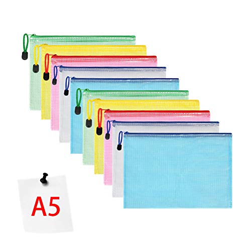 Vicloon Dokumententasche A5, 10 Stücke A5 Datei Taschen mit Reißverschluss, Mesh Kunststoff Reißverschlusstasche für Datei, Papier, Dokumente, Kosmetika, Hausaufgaben und Reisezubehör Vicloon Dokumententasche A5, 10 Stücke A5 Datei Taschen mit Reißverschluss, Mesh Kunststoff Reißverschlusstasche für Datei, Papier, Dokumente, Kosmetika, Hausaufgaben und Reisezubehör von Vicloon