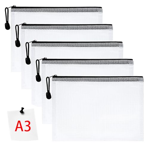 Vicloon Dokumententasche mit Reißverschluss A3, 5 pcs Mesh Plastic Zip Bag, Wasserdichte Document Case, Reißverschlusstasche Zip Beutel Tasche Wallet Taschen Kunststoff Mesh Dokumentenmappen Vicloon Dokumententasche mit Reißverschluss A3, 5 pcs Mesh Plastic Zip Bag, Wasserdichte Document Case, Reißverschlusstasche Zip Beutel Tasche Wallet Taschen Kunststoff Mesh Dokumentenmappen von Vicloon