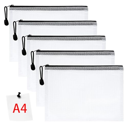 Vicloon Dokumententasche mit Reißverschluss A4, 5 pcs Mesh Plastic Zip Bag, Wasserdichte Document Case, Reißverschlusstasche Zip Beutel Tasche Wallet Taschen Kunststoff Mesh Dokumentenmappen Vicloon Dokumententasche mit Reißverschluss A4, 5 pcs Mesh Plastic Zip Bag, Wasserdichte Document Case, Reißverschlusstasche Zip Beutel Tasche Wallet Taschen Kunststoff Mesh Dokumentenmappen von Vicloon