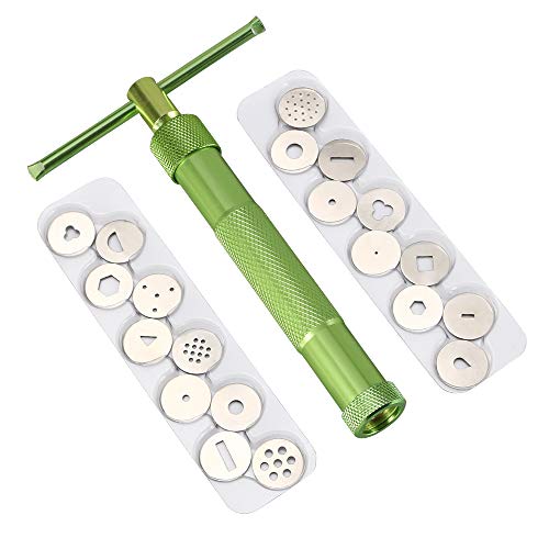 Vicloon Edelstahl Zuckerpaste Extruder, Fondant Presse mit 20 Formen, Dekoration Werkzeug Backen Baking Tool, Zuckerfertigkeit Fondant Kuchen Werkzeug, Grün Vicloon Edelstahl Zuckerpaste Extruder, Fondant Presse mit 20 Formen, Dekoration Werkzeug Backen Baking Tool, Zuckerfertigkeit Fondant Kuchen Werkzeug, Grün von Vicloon