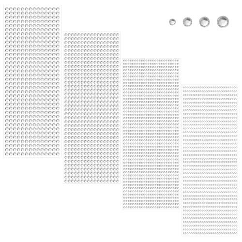 Vicloon Glitzersteine Selbstklebend,3090 Stück Silberne Strasssteine, 3/4/5/6mm Runde Glitzersteine für DIY Basteln, Fotorahmen,Grußkarten, Nägel Deko von Vicloon