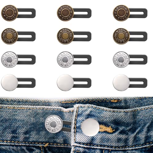 Vicloon Hosenbunderweiterung Knopf,12 Stück Jeans Einziehbare Knöpfe,Silikon Jeans Einziehbarer Knopf,Hosen Knopfverlängerungen fürJeans Röcke Hosen Herren Damen Vicloon Hosenbunderweiterung Knopf,12 Stück Jeans Einziehbare Knöpfe,Silikon Jeans Einziehbarer Knopf,Hosen Knopfverlängerungen fürJeans Röcke Hosen Herren Damen von Vicloon