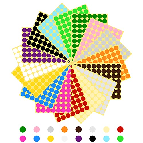 Vicloon Klebepunkte, 1120 Stück runde Aufkleber,16 Farben 19mm Selbstklebende Markierungspunkte, Punktaufkleber zur Farbcodierung, für Kalender, Planer, Lagerschild von Vicloon