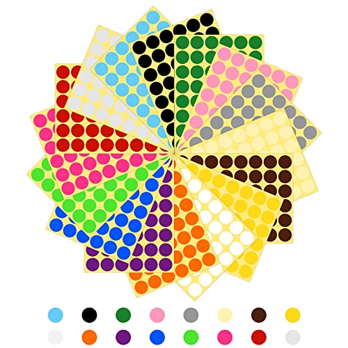 Vicloon Klebepunkte, 768 Stück runde Aufkleber,16 Farben 25mm Selbstklebende Markierungspunkte, Punktaufkleber zur Farbcodierung, für Kalender, Planer, Lagerschild von Vicloon