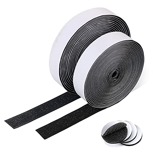 Vicloon Klettband Selbstklebend, 10M Doppelseitig Klebende Extra Stark mit Klettverschluss, Flauschband und Hakenband, Langfristige Lebensdauere Klebend, 20mm Breit - Schwarz von Vicloon