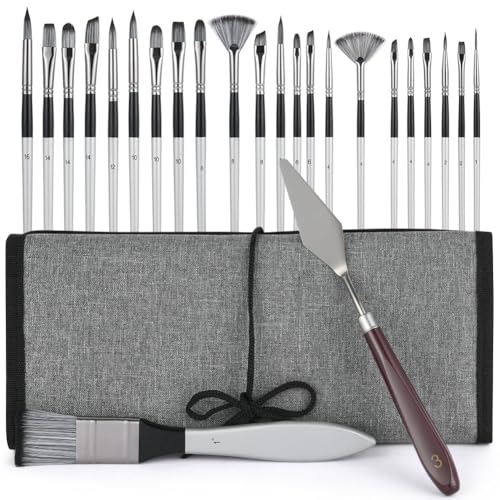 Vicloon Künstlerpinsel im Set, 24 Stück Pinsel Set mit Organisationstasche und Schaber, Acrylfarben Pinselset für Acrylmalerei, Ölgemälde, Aquarellmalerei, Miniaturmalerei Vicloon Künstlerpinsel im Set, 24 Stück Pinsel Set mit Organisationstasche und Schaber, Acrylfarben Pinselset für Acrylmalerei, Ölgemälde, Aquarellmalerei, Miniaturmalerei von Vicloon