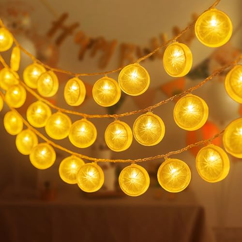 Vicloon Lichterkette Zitronen, 1,5M 10 LED Zitronendeko-Lichterketten, Zitronenlicht, Party Lichterkette für Schlafzimmer, Terrasse, Wohnzimmer, Hochzeit, Party, Weihnachtsdekor, Innen und Außen von Vicloon