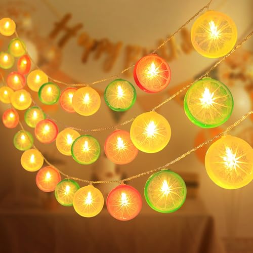 Vicloon Lichterkette Zitronen, 3M 20 LED Zitronendeko-Lichterketten, Zitronenlicht, Party Lichterkette für Schlafzimmer, Terrasse, Wohnzimmer, Hochzeit, Party, Weihnachtsdekor, Innen und Außen von Vicloon