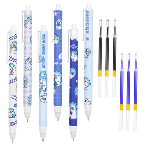 Vicloon Radierbarer Kugelschreiber 4 pcs Löschbaren Gel Stift mit 12 Nachfüllungen 0,35 mm Cartoon Leicht Zu Reiben-Magic Rub Kugelschreiber Cartoon Löschbarer Stift Löschbaren Gelstiften Erasable Pen von Vicloon