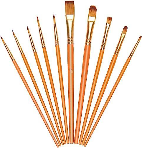 Vicloon Nylon Pinsel, 10 Stück Künstlerpinsel, Pinselset-Malen für Aquarell, Acryl & Ölgemälde, Perfektes Detail Pinsel für Anfänger, Kinder, Künstler und Gemälde Liebhaber - Orange Vicloon Nylon Pinsel, 10 Stück Künstlerpinsel, Pinselset-Malen für Aquarell, Acryl & Ölgemälde, Perfektes Detail Pinsel für Anfänger, Kinder, Künstler und Gemälde Liebhaber - Orange von Vicloon