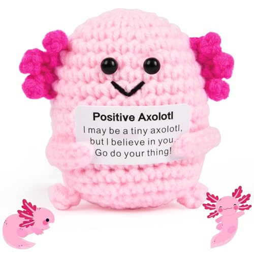 Vicloon Positive Puppe, Gestrickte Puppe mit Positive Karten, Kreative Salamander Puppe, Mini-Plüsch Puppe, Viel Glück Geschenke, Motivationsgeschenke (Salamander) von Vicloon