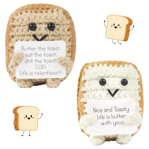 Vicloon Positive Puppe, Gestrickte Puppe mit Positive Karten, Kreative Toast Partner Puppe, Mini-Plüsch Puppe, Viel Glück Geschenke, Motivationsgeschenke (Toast Partner) von Vicloon