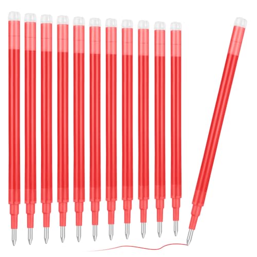 Vicloon Radierbare Ersatzmine 0,7mm, 12pcs löschbare Stiftmine, Radierstift Tintenroller radierbar Nachfüllminen radierbarer Kugelschreiber austauschbare Mine(Rot) von Vicloon