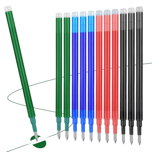 Vicloon Radierbare Ersatzmine 0,7mm, 12pcs löschbare Stiftmine, Radierstift Tintenroller radierbar Nachfüllminen radierbarer Kugelschreiber austauschbare Mine (4 Farben) von Vicloon