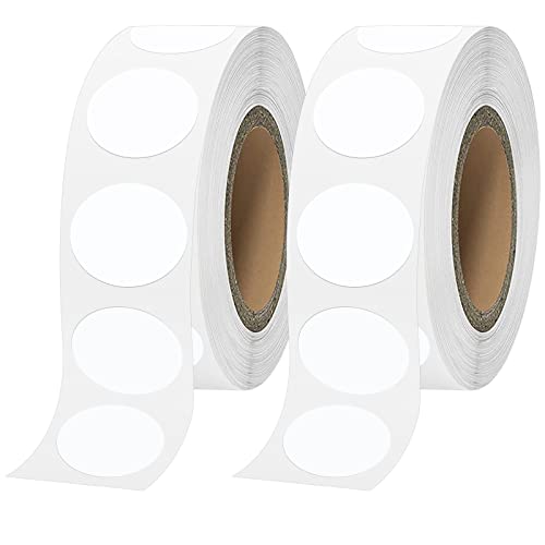 Vicloon Runde Aufkleber, 1000 Stück Klebepunkte auf Rolle, 25mm Punktaufkleber Etiketten Markierungspunkte, Punktaufkleber für DIY, Kalende, Aufbewahrung, Planer,Weiß von Vicloon