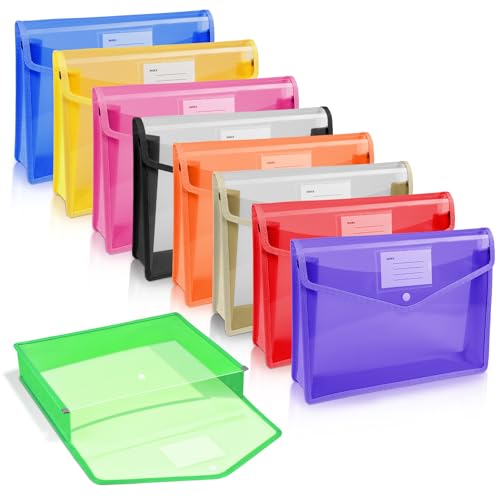 Vicloon Sichttasche Dokumenten, 9 Stück Dokumententasche A5 Dokumentenmappe Kunststoff Sammelmappen mit Etiketten und Druckknopf für Dokument Organisieren (Horizontal) (9 Farben) von Vicloon
