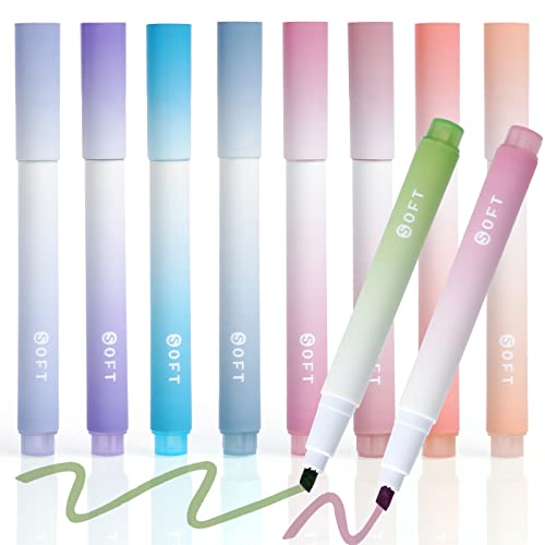 Vicloon Textmarker Set, 8 Stücke Marker Stifte Pastell, 8 Farben, Textmarker Kein Ausbluten, Schnell Trocknend, Einfach zu Halten, Textmarker Pastell Set für Schulen, Büros, Studenten(Rosa + Lila) von Vicloon