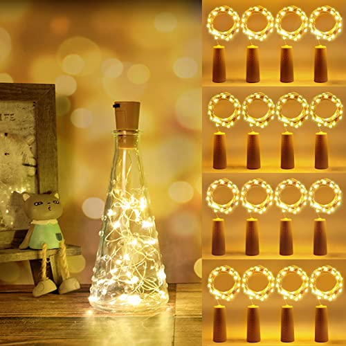 Vicloon 12 Stück Led Flaschenlicht, 2M 20 LEDs Glas Korken Licht Lichterkette, Flaschenlichterkette Korken mit 12 Ersatzbatterien, für Garten, Hochzeit, Valentinstag, LED Weihnachten Deko (Warmweiß) von Vicloon