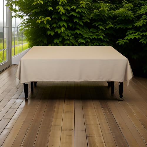 Vico Casa® Fleckenabweisende Tischdecke 140x140cm für Küchentisch, Wohnzimmer/waschbare Tischdecke aus Polyester (Taupe Farbe) von Vico Casa