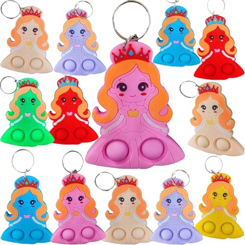 Victgame Rainbow Classroom Studenten Preis Geschenk und Gastgeschenke für Geburtstagsfeiern, Mini Pop Wal Fidget Schlüsselanhänger Blase Geschenk für Kinder Jungen Mädchen (24 Prinzessin) von Victgame