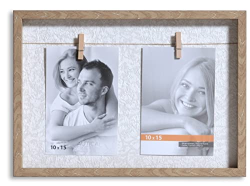 VictoR Bilderrahmen Collage Clip Rahmen in beige für 2 Bilder in 10x15 cm - Rahmen aus Holz mit extra Klammern zum anheften von Fotos VictoR Bilderrahmen Collage Clip Rahmen in beige für 2 Bilder in 10x15 cm - Rahmen aus Holz mit extra Klammern zum anheften von Fotos von VictoR