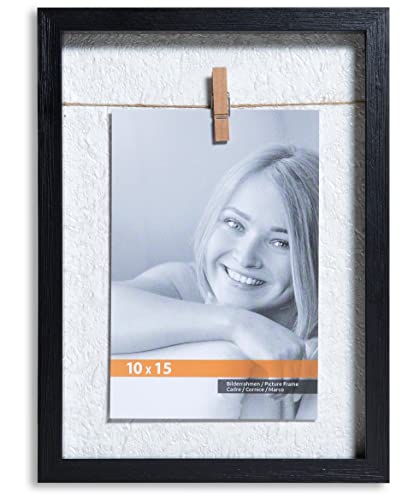VictoR Bilderrahmen Collage Clip Rahmen in schwarz für 1 Bild in 10x15 cm - Rahmen aus Holz mit extra Klammern zum anheften von Fotos VictoR Bilderrahmen Collage Clip Rahmen in schwarz für 1 Bild in 10x15 cm - Rahmen aus Holz mit extra Klammern zum anheften von Fotos von VictoR