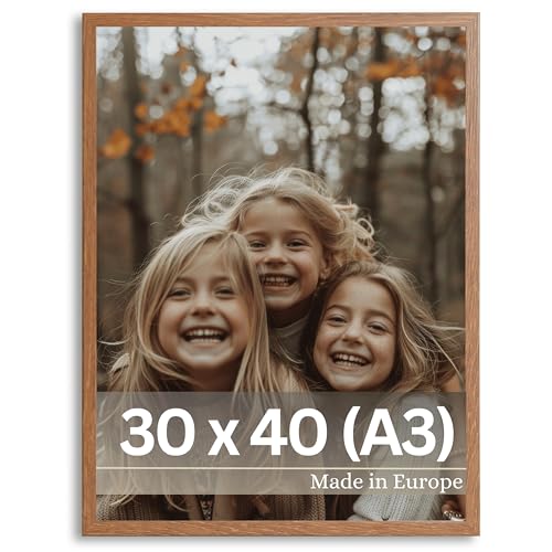 VictoR Bilderrahmen Dali 30x40 cm (A3) Braun - Fotorahmen Holz A3 - Bilderrahmen Braun 30x40 - moderner Holzrahmen mit bruchsicherem Acrylglas von VictoR