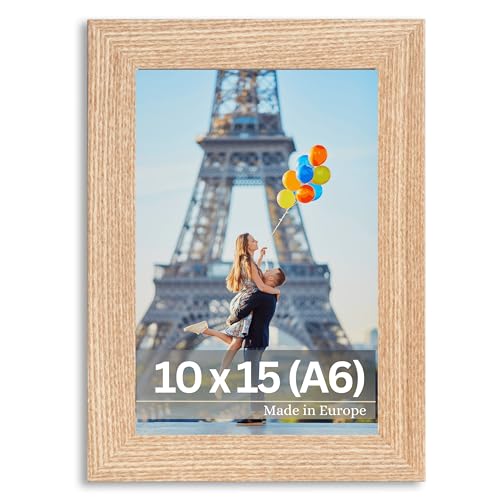 VictoR Bilderrahmen Dix 10x15 cm (A6) in Beige - moderner Holzrahmen mit bruchsicherem Acrylglas - Bilderrahmen Beige 10x15 - Fotorahmen Holz von VictoR