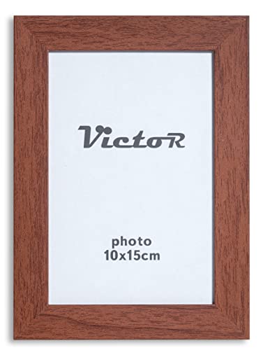 VictoR Bilderrahmen Dix 10x15 cm (A6) in Braun - moderner Holzrahmen mit bruchsicherem Acrylglas - Bilderrahmen 10x15 Holz - Bilderrahmen Braun 10x15 - Bilderrahmen Holz von VictoR