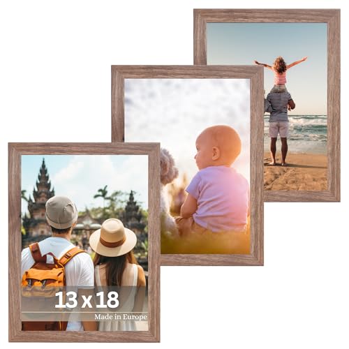 VictoR Bilderrahmen Klee 3er Set 13x18 cm in Braun - moderner schlichter Fotorahmen Set Holz - Bilderrahmen 13x18 Braun von VictoR