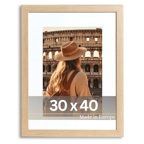 VictoR Bilderrahmen Passepartout Richter Beige in 30x40 cm (A3) mit 21x30 (A4) Passepartout - Bilderrahmen Holz - Leiste: 25x20mm - Bilderrahmen A3 Beige von VictoR