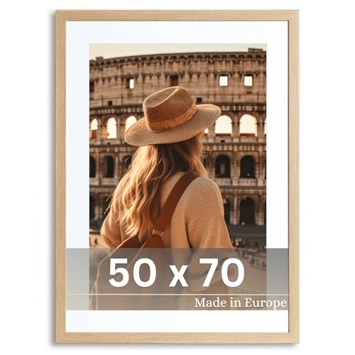 VictoR Bilderrahmen Passepartout Richter Beige in 50x70 cm mit 40x60 (A2) Passepartout - Fotorahmen Holz - Leiste: 25x20mm - Bilderrahmen 50x70 Beige von VictoR