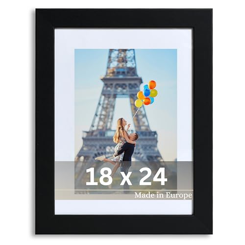 VictoR Bilderrahmen Passepartout Richter Schwarz in 18x24 cm mit 13x18cm Passepartout - Fotorahmen Holz - Leiste: 25x20mm - Bilderrahmen Schwarz 18x24 von VictoR
