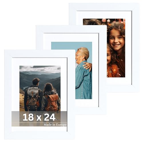 VictoR Bilderrahmen Passepartout Richter Weiß 3er Set in 18x24 cm mit 13x18cm Passepartout - Fotorahmen Holz - Leiste: 25x20mm - Bilderrahmen Set Weiß 18x24 VictoR Bilderrahmen Passepartout Richter Weiß 3er Set in 18x24 cm mit 13x18cm Passepartout - Fotorahmen Holz - Leiste: 25x20mm - Bilderrahmen Set Weiß 18x24 von VictoR