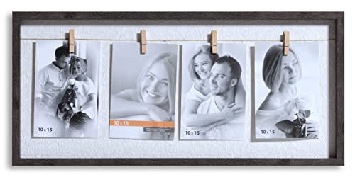 VictoR Bilderrahmen Collage Clip Rahmen in braun für 4 Bilder in 10x15 cm - Rahmen aus Holz mit extra Klammern zum anheften von Fotos VictoR Bilderrahmen Collage Clip Rahmen in braun für 4 Bilder in 10x15 cm - Rahmen aus Holz mit extra Klammern zum anheften von Fotos von VictoR