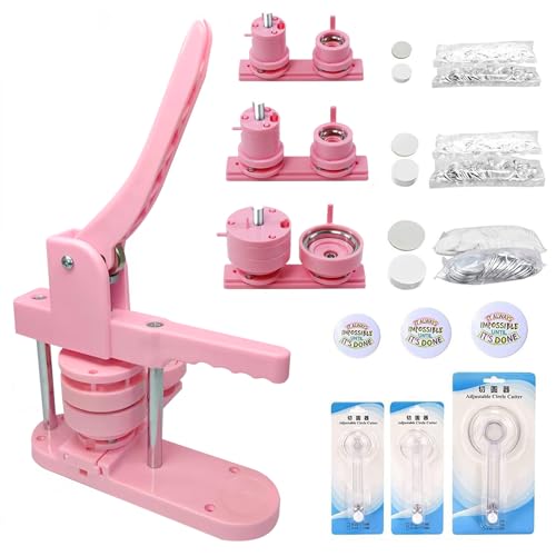 25+32+58 mm Button Maker Maschine, Push-Pull DIY Presse Abzeichen mit 300 Knöpfen & 3 Kreisschneider, Buttonmaschine für DIY Geschenke Pin Maker, Rosa 25+32+58 mm Button Maker Maschine, Push-Pull DIY Presse Abzeichen mit 300 Knöpfen & 3 Kreisschneider, Buttonmaschine für DIY Geschenke Pin Maker, Rosa von Victool