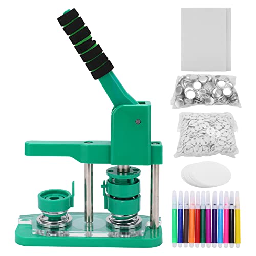 Knopfmacher-Maschine, 32 mm Abzeichen Stanzer Set, DIY Geschenke Pin Maker, Knopfherstellung Zubehör mit 500 Stück Knopfteilen & 12 Buntstifte Knopfmacher-Maschine, 32 mm Abzeichen Stanzer Set, DIY Geschenke Pin Maker, Knopfherstellung Zubehör mit 500 Stück Knopfteilen & 12 Buntstifte von Victool
