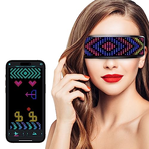 Victop Leuchtende Brille für Herren Damen, LED Brille Programmierbare Party Brille USB Wiederaufladbar Leuchtende Sonnenbrillemit DIY Text Animation Srhythmus für Karneval Bar Club Festival von Victop