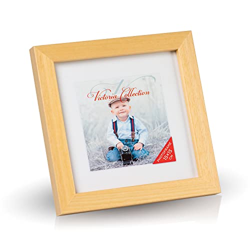 Victoria Collection Klassischer Holz Bilderrahmen für 15x15 cm Fotos - Fotorahmen mit Echtem Glas für Schöne Momente | Freistehender Holzrahmen geeignet für Tisch & Wand, Hoch- & Querformat von Victoria Collection